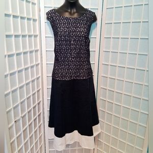 Anne Klein Navy and White Sleeveless Dress 6429